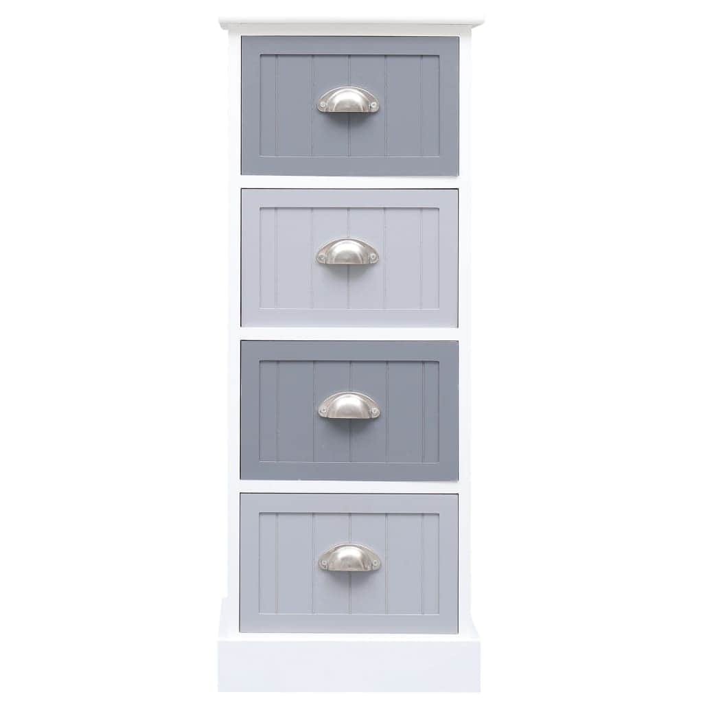 Side Cabinet Paulownia Wood White & Grey