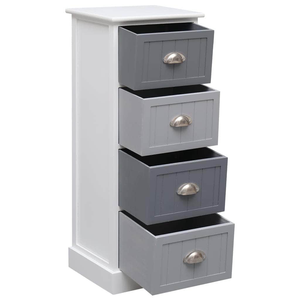 Side Cabinet Paulownia Wood White & Grey