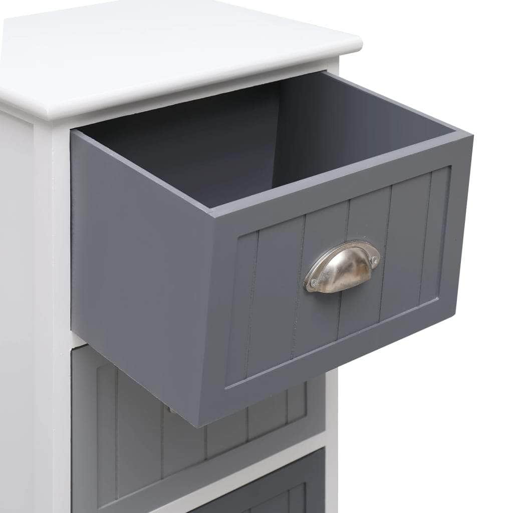 Side Cabinet Paulownia Wood White & Grey