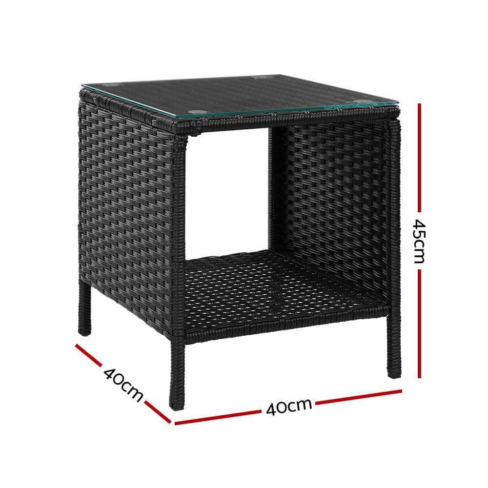 Side Table Coffee Patio Outdoor Furniture Rattan Desk Indoor Garden Black