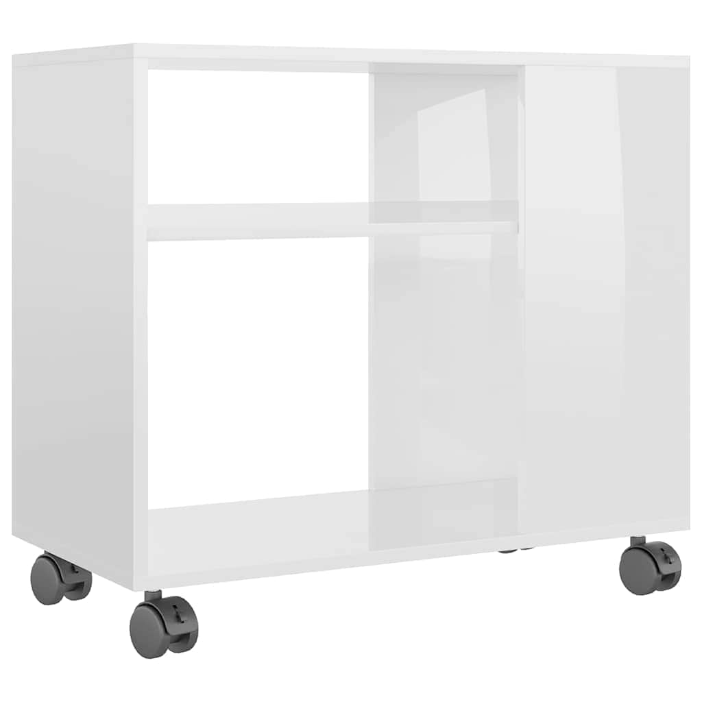 Side Table High Gloss White Engineered Wood