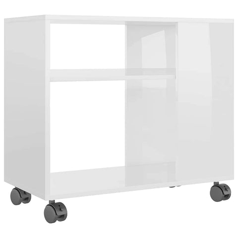 Side Table High Gloss White Engineered Wood