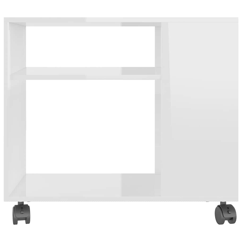 Side Table High Gloss White Engineered Wood