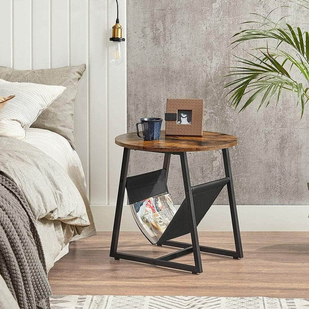 Side Table Rustic Brown and Black LET281B01