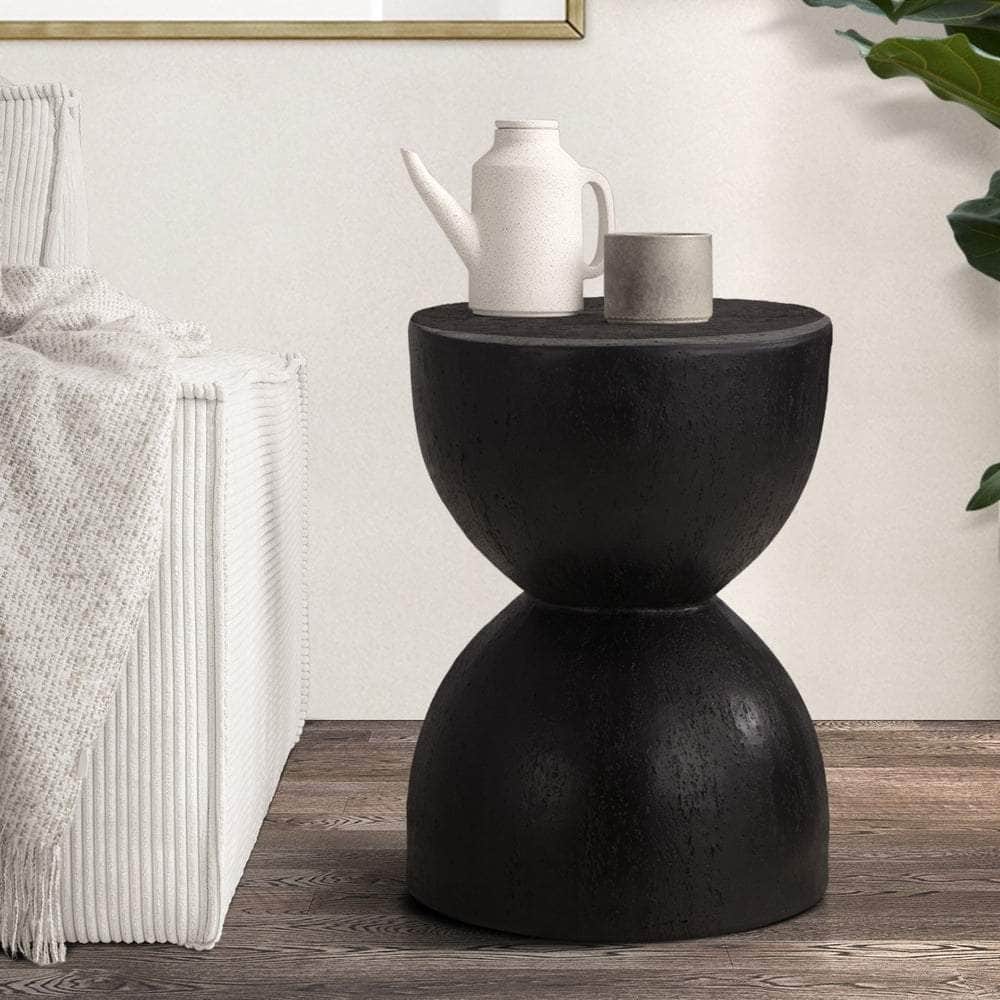 Side Table Terrazzo Concrete White/Natural/Black