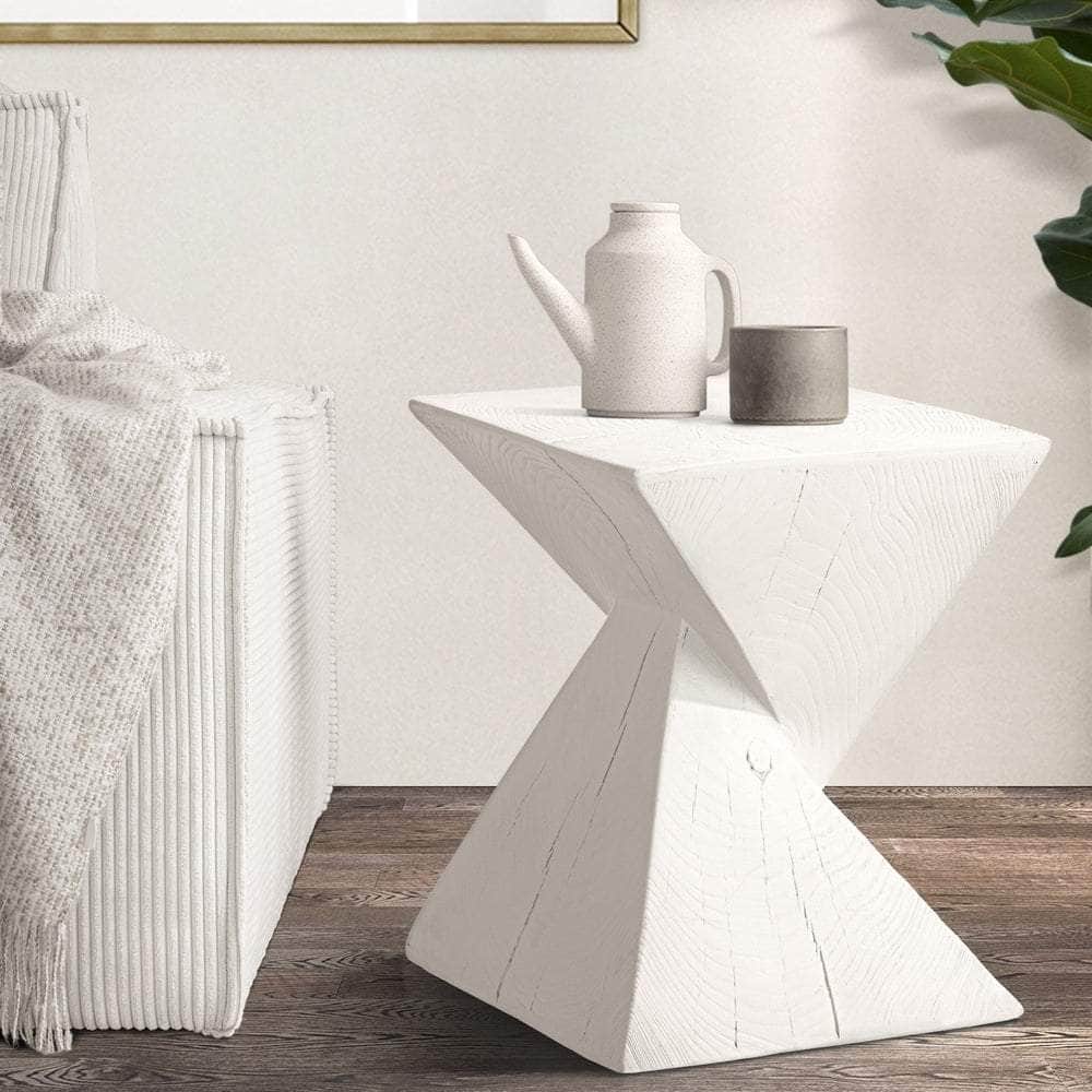 Side Table Terrazzo Concrete White/Natural/Black