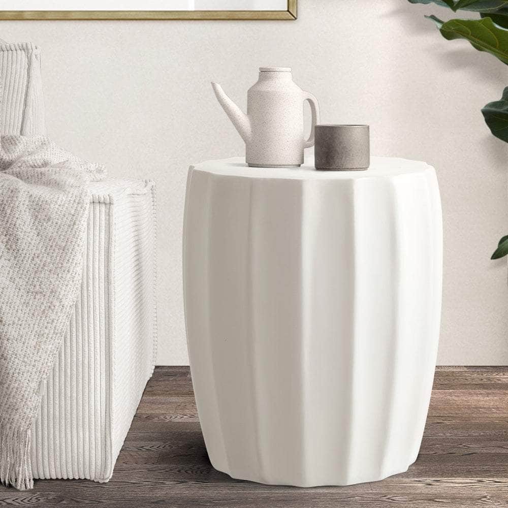 Side Table Terrazzo Concrete White/Natural/Black