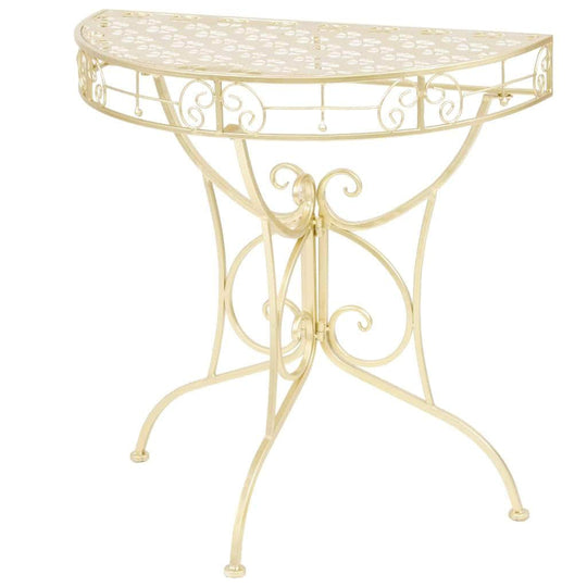 Side Table Vintage Style Half Round Metal Gold