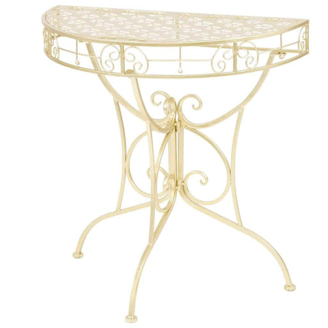 Side Table Vintage Style Half Round Metal Gold