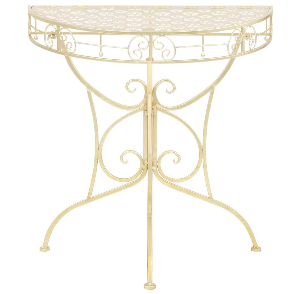 Side Table Vintage Style Half Round Metal Gold