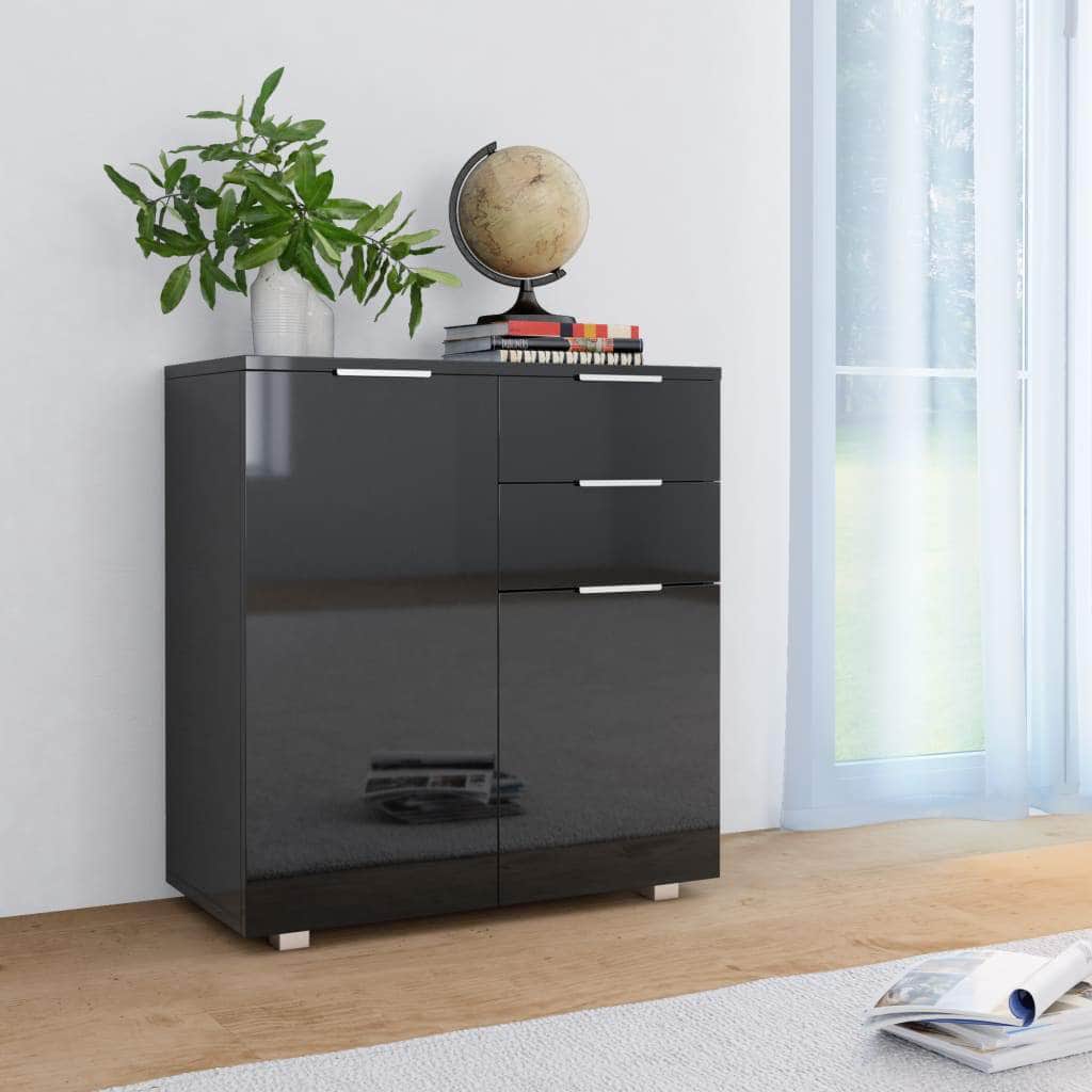 Sideboard High Gloss Black Chipboard - Simple deals