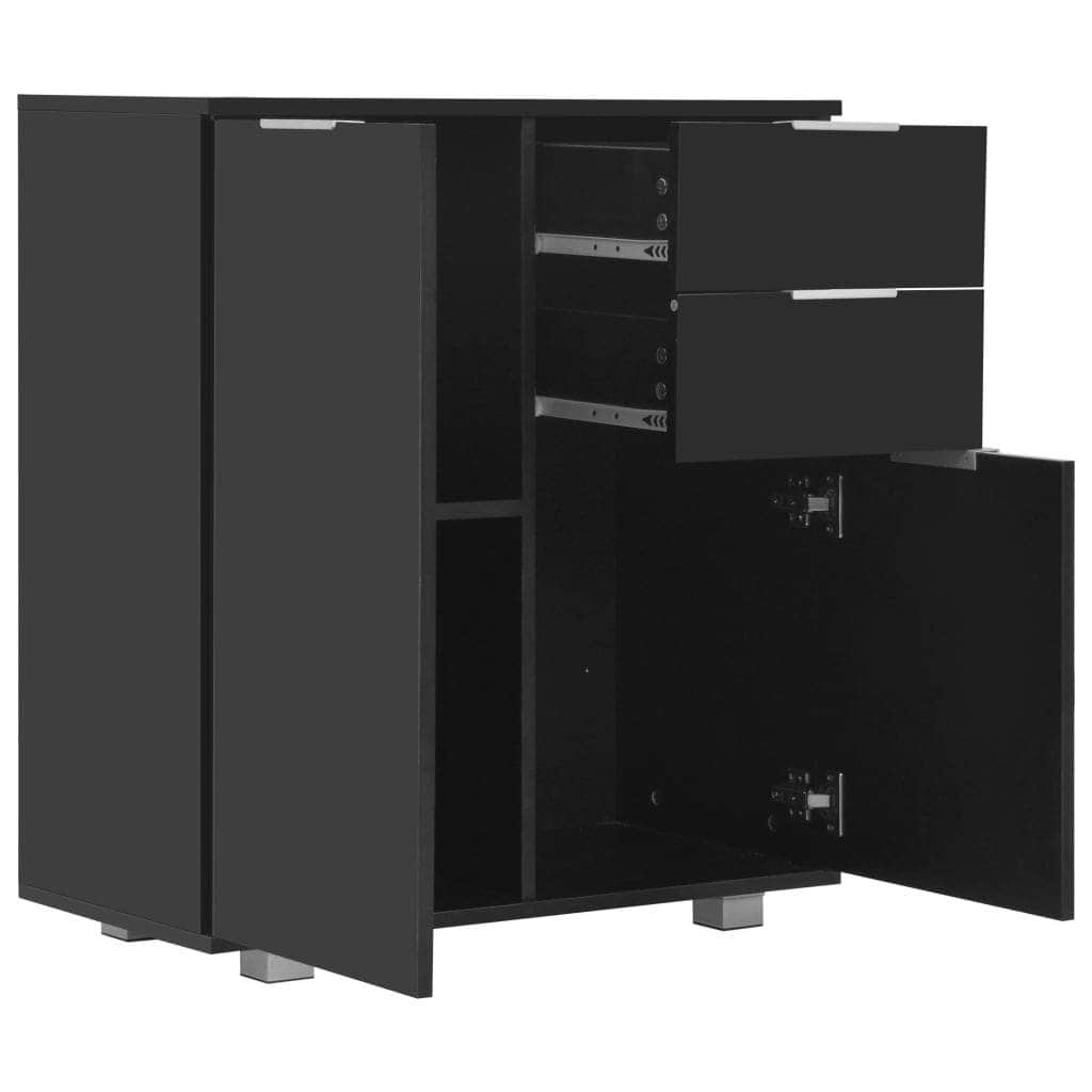 Sideboard High Gloss Black Chipboard