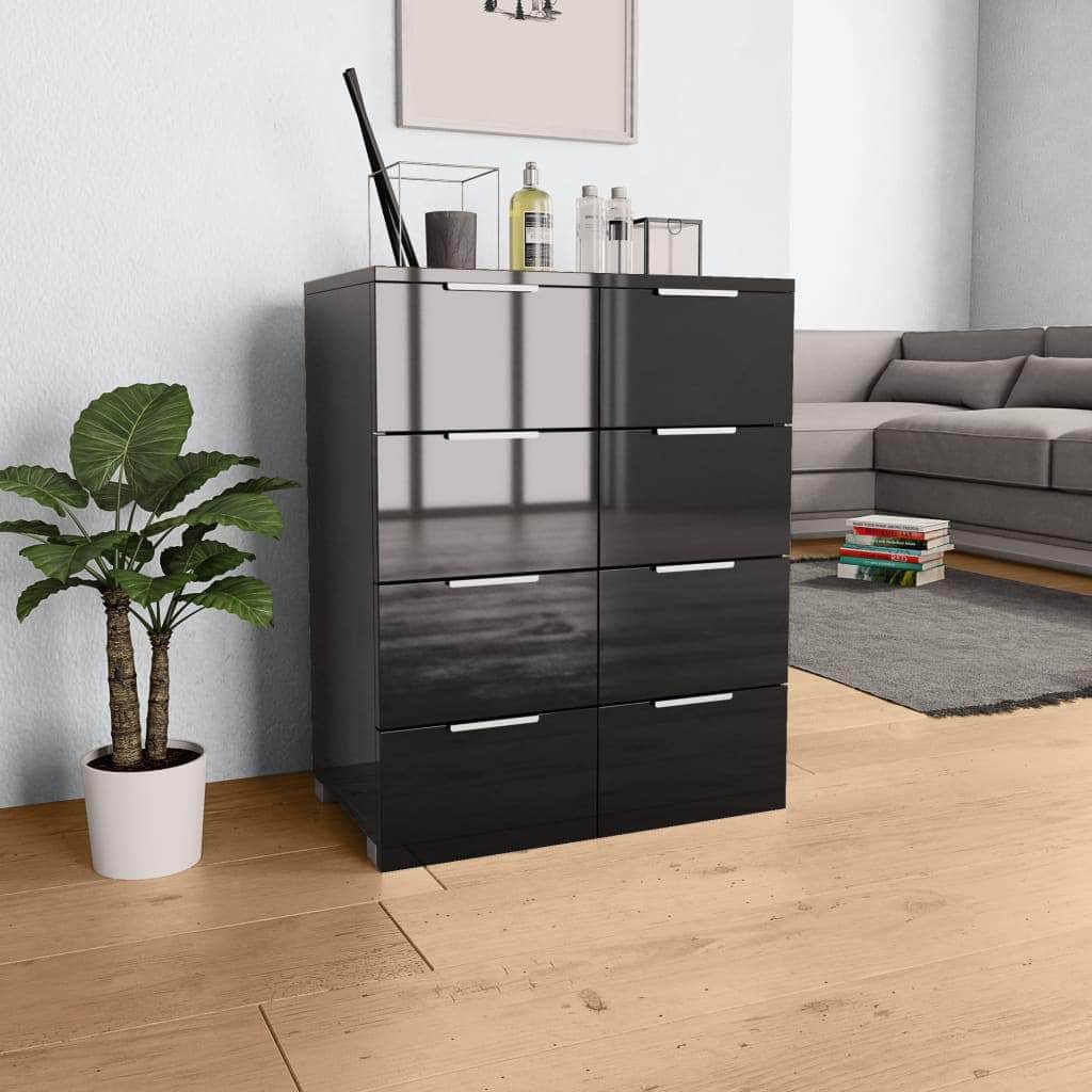 Sideboard High Gloss Chipboard Black - Simple deals