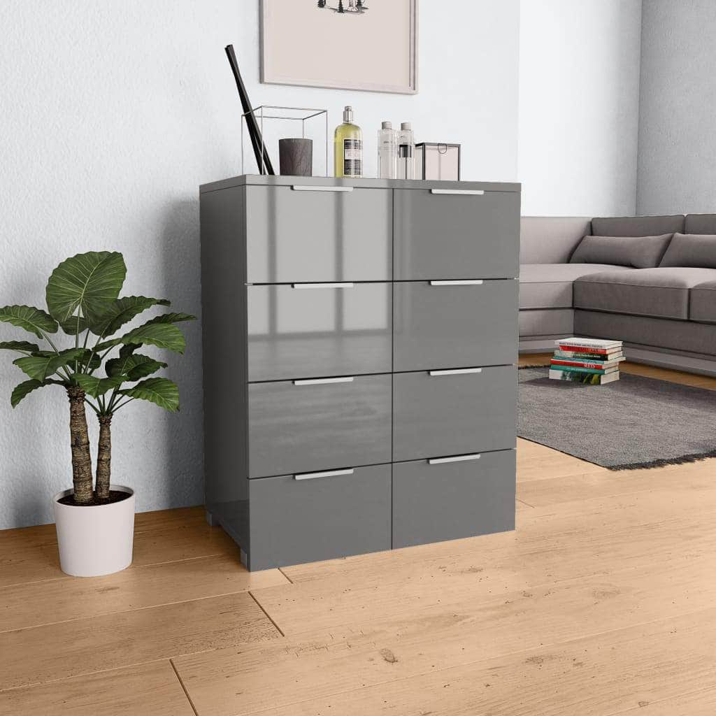 Sideboard High Gloss Chipboard Grey - Simple deals