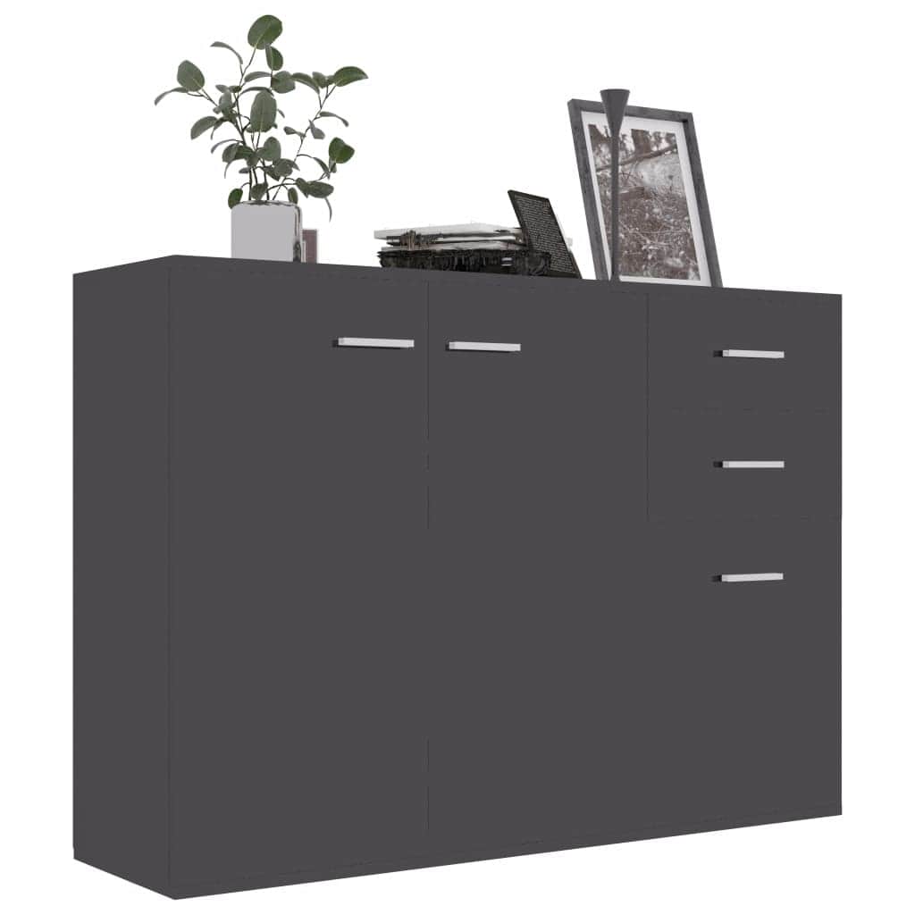 Sideboard High Gloss Grey Chipboard