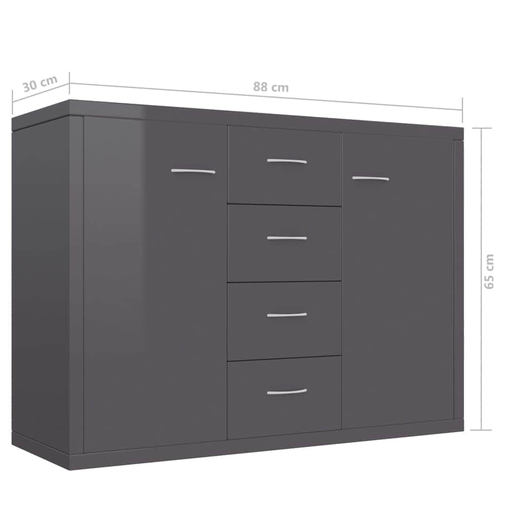 Sideboard High Gloss Grey -Chipboard