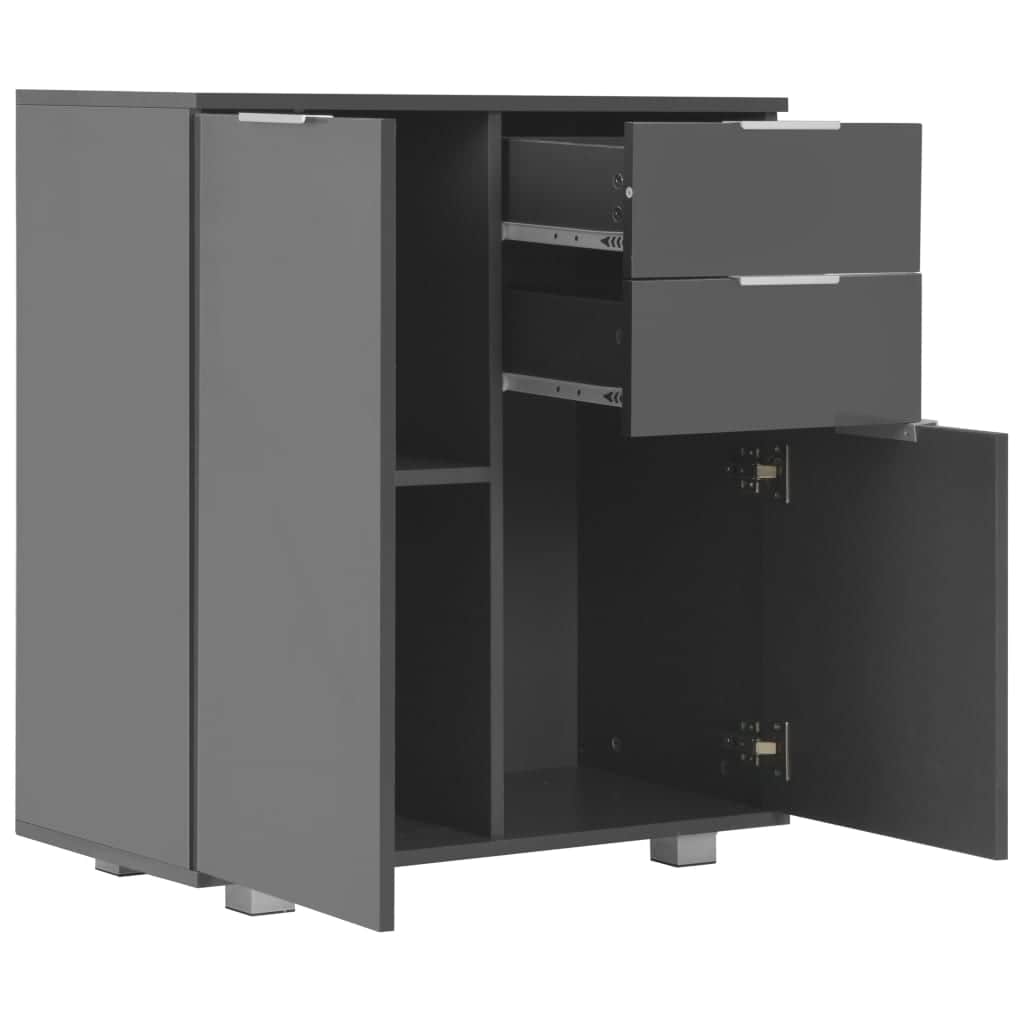 Sideboard High Gloss Grey Chipboard