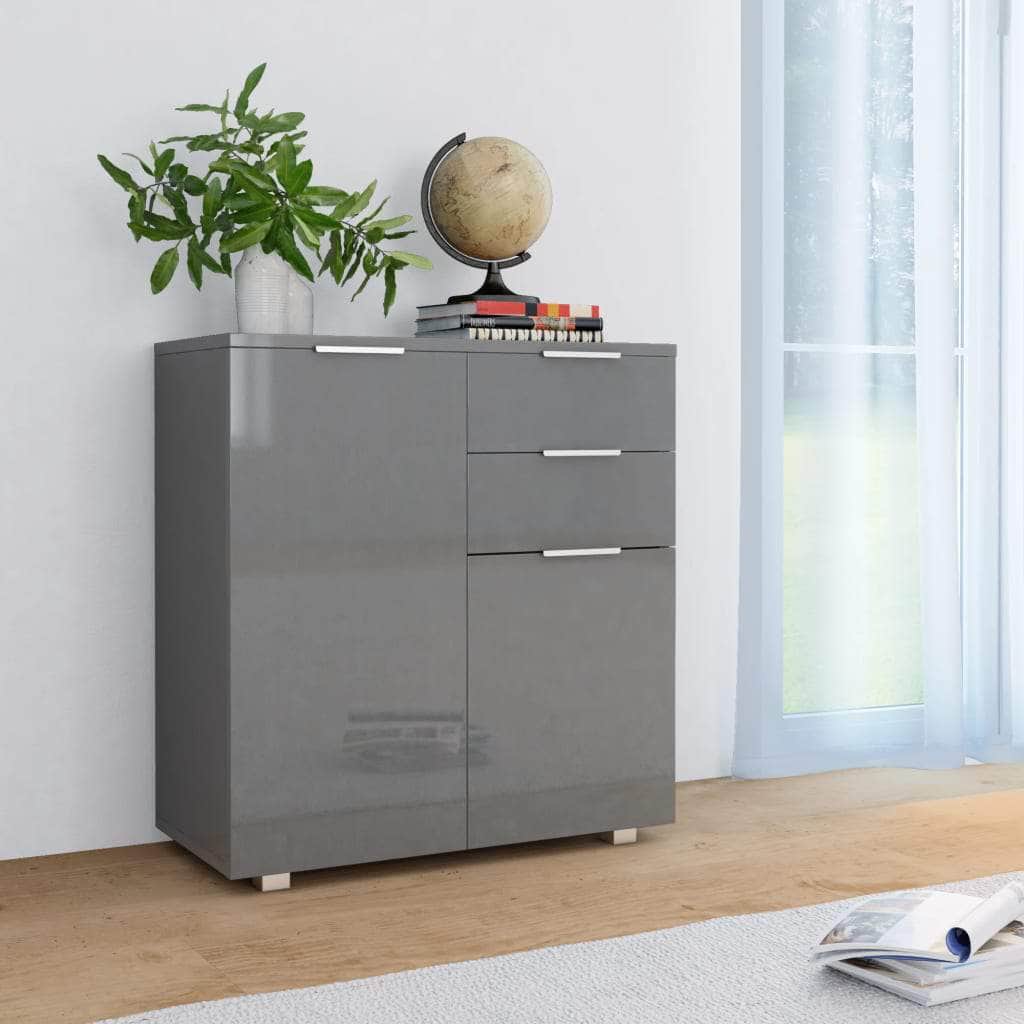 Sideboard High Gloss Grey Chipboard - Simple deals