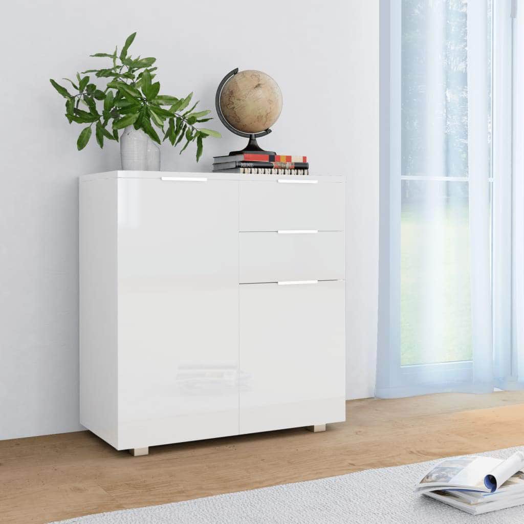 Sideboard High Gloss White Chipboard - Simple deals