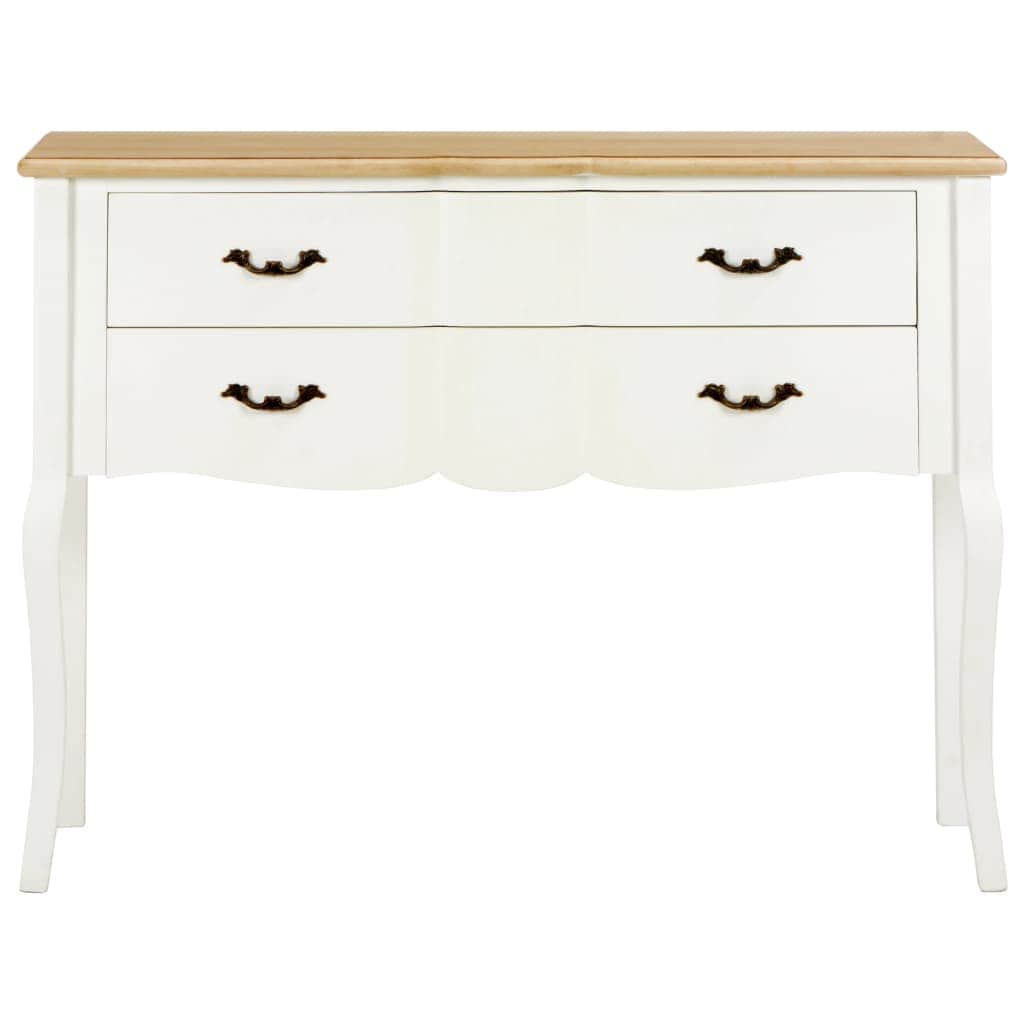 Sideboard White and Brown Solid Wood