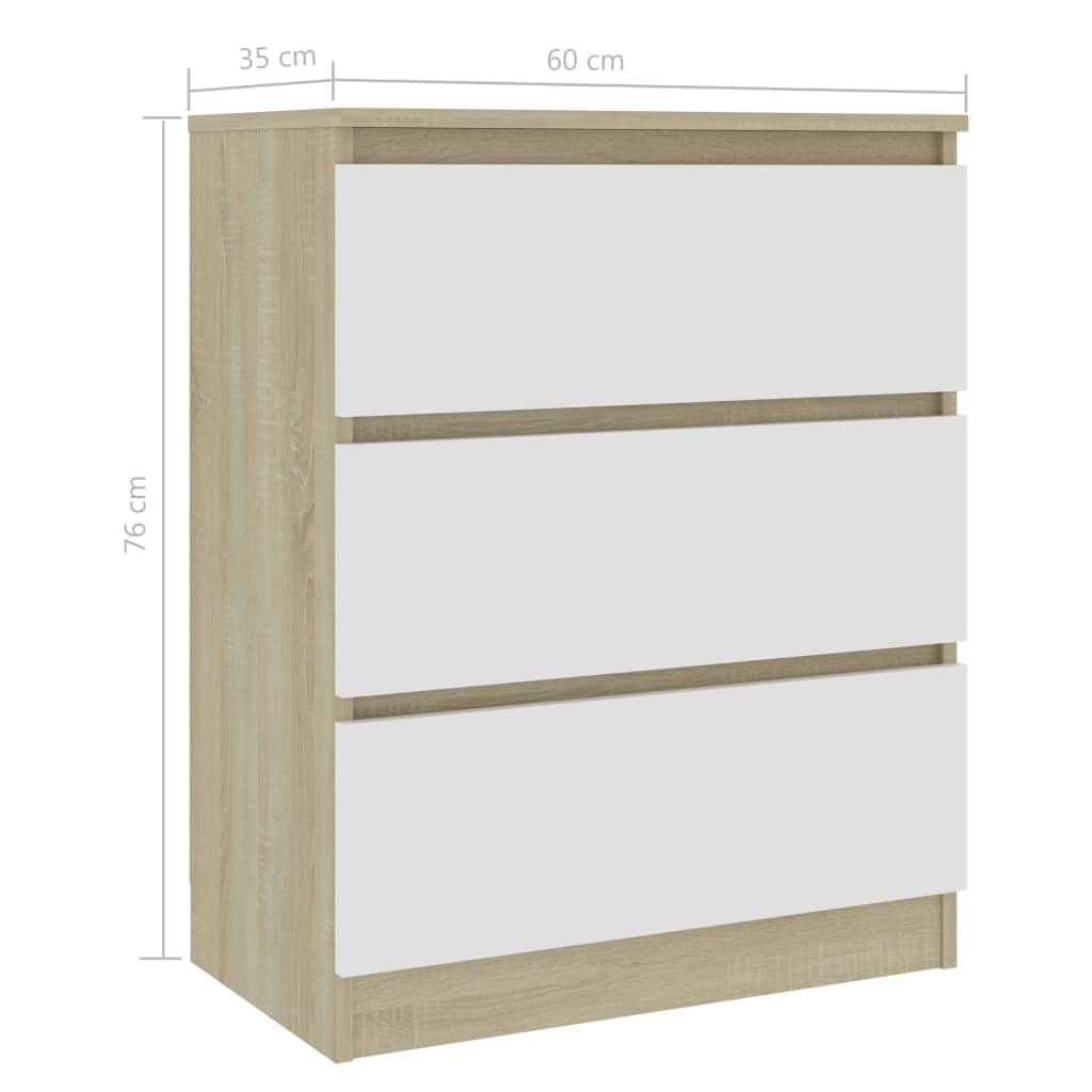 Sideboard White and Sonoma 1 Chipboard