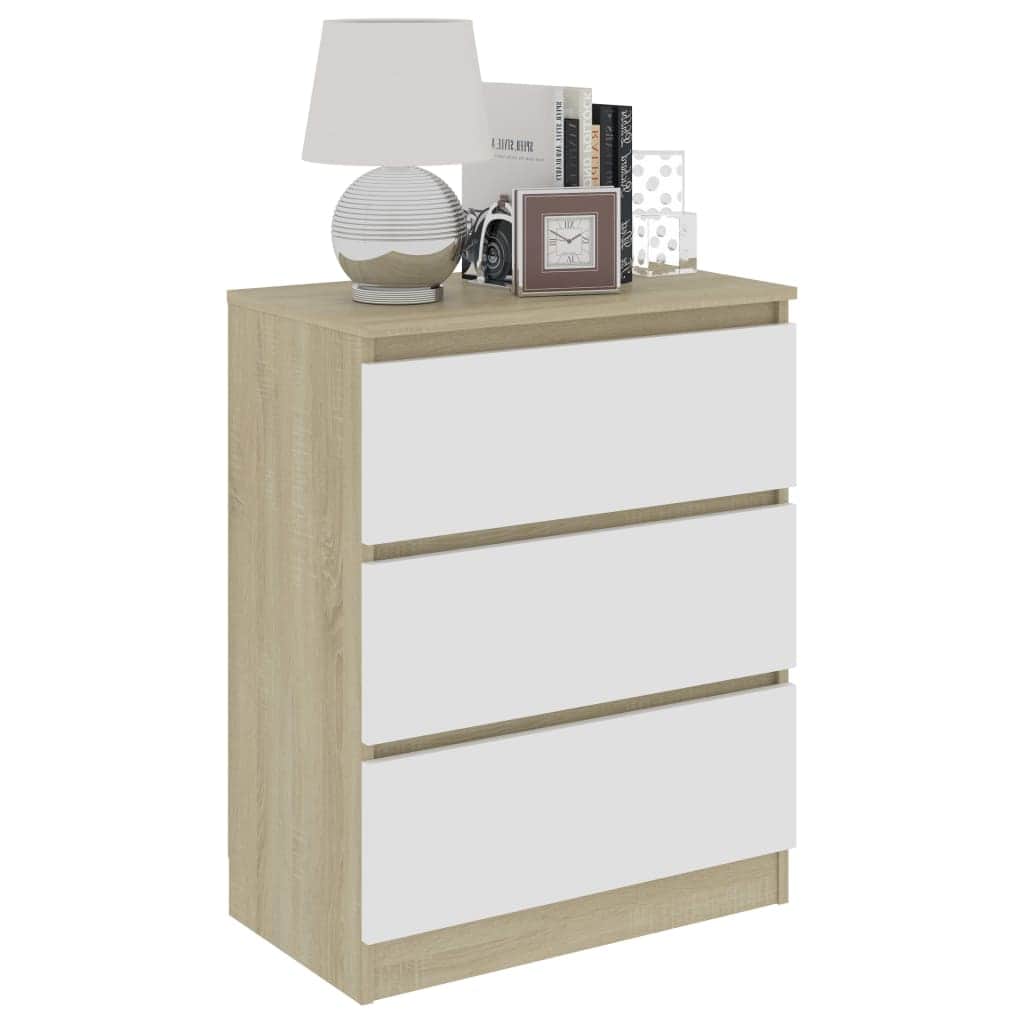 Sideboard White and Sonoma 1 Chipboard