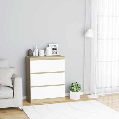 Sideboard White and Sonoma 1 Chipboard