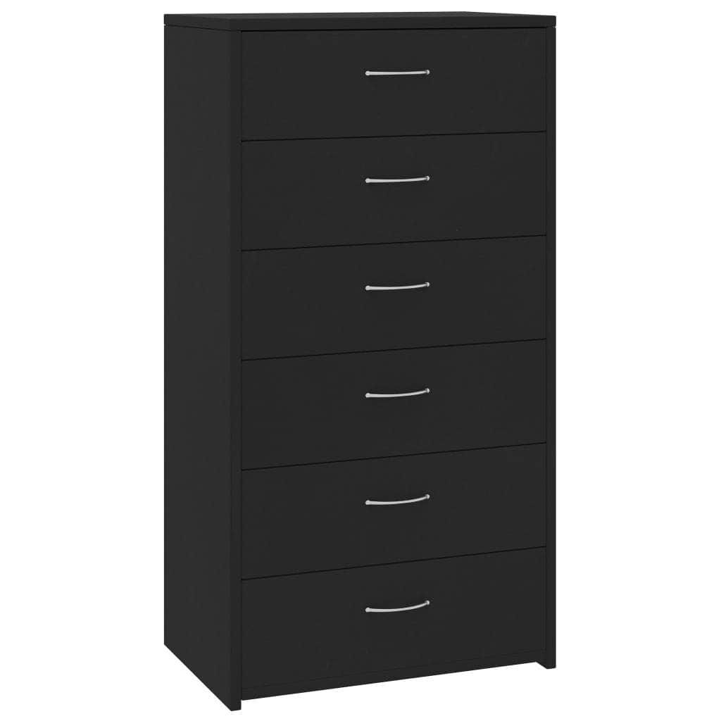 Sideboard with 6 Drawers Black - Chipboard