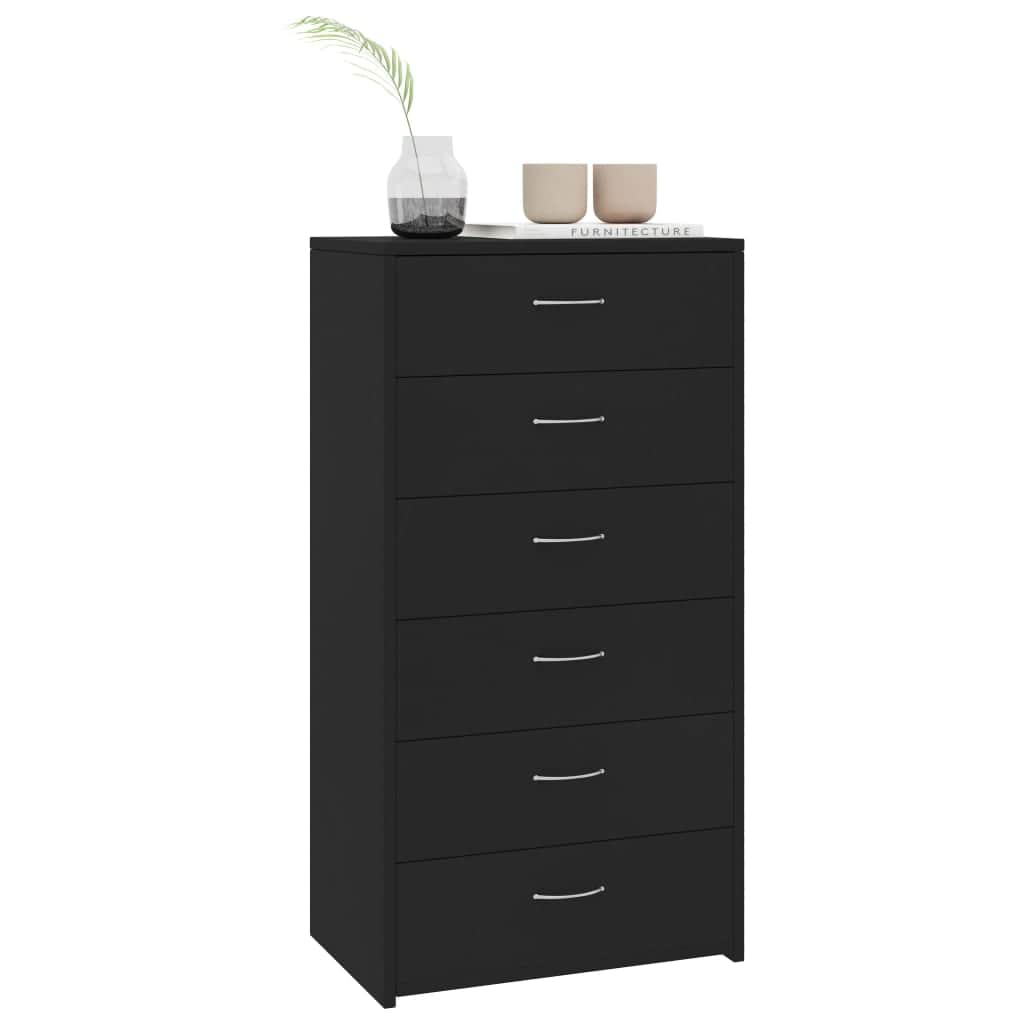 Sideboard with 6 Drawers Black - Chipboard