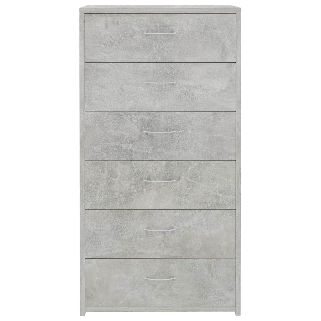 Sideboard with 6 Drawers Concrete Grey -Chipboard