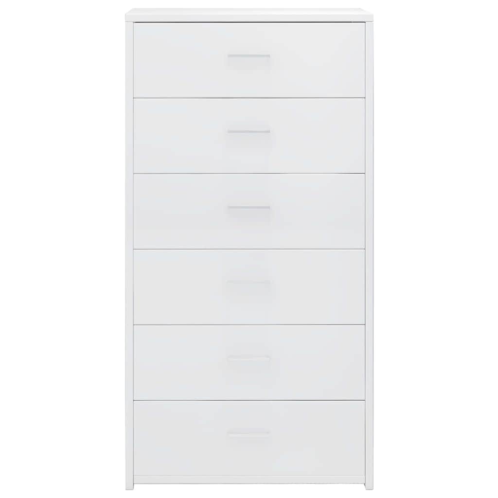 Sideboard with 6 Drawers High Gloss White -Chipboard