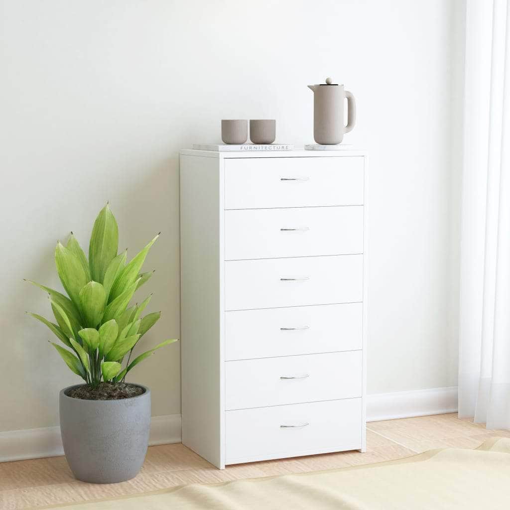 Sideboard with 6 Drawers White - Chipboard
