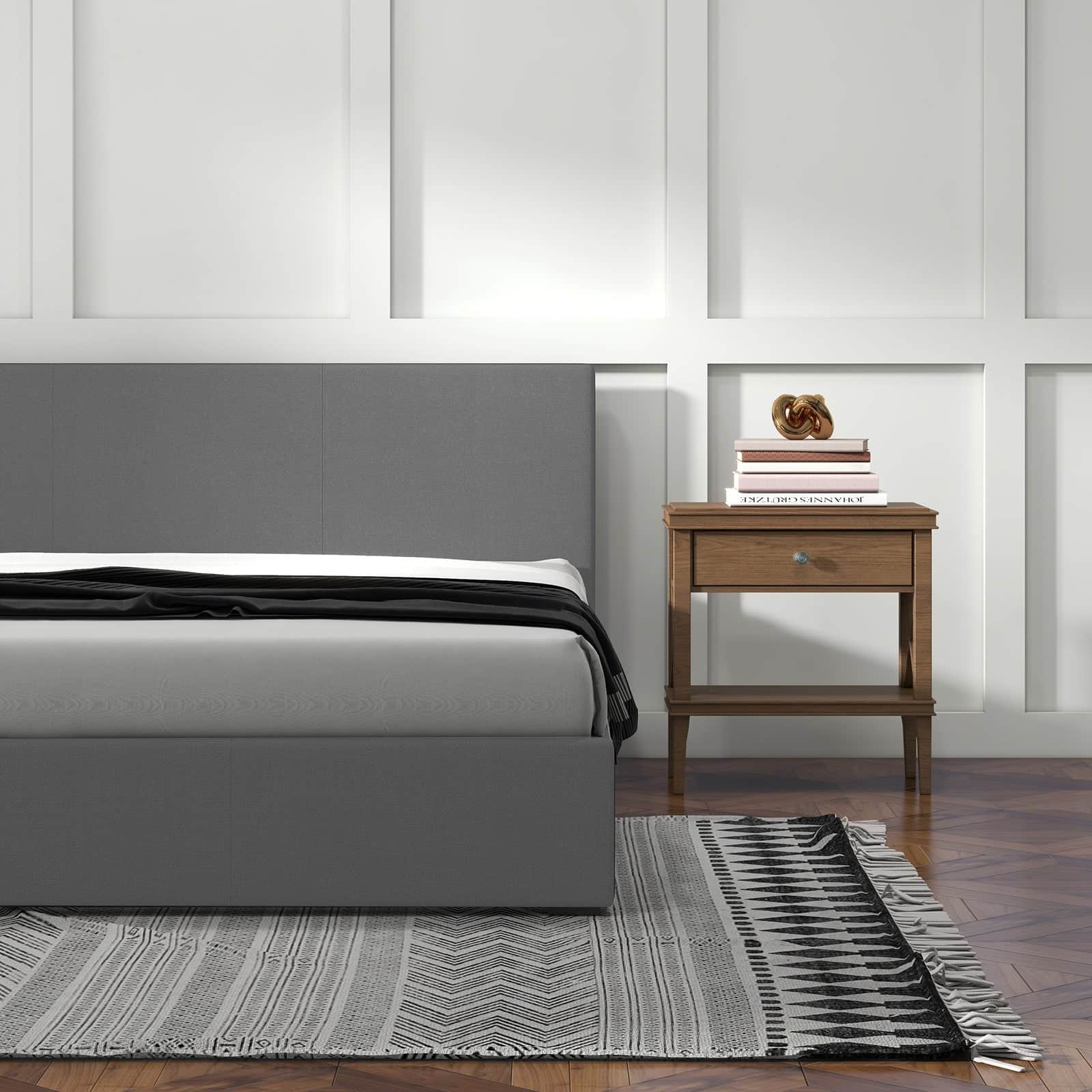 Sienna Luxury Upholstered Bed Frame with Headboard Grey-King Single