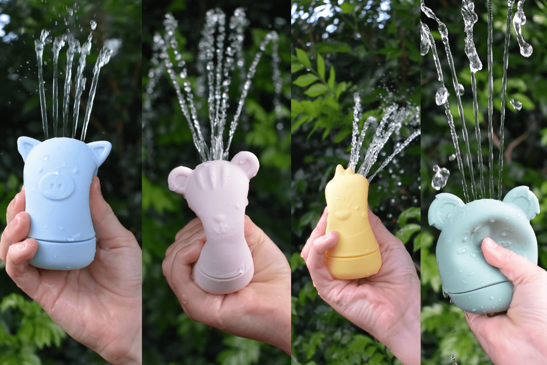 Silicone brave beasts animal pourers 4 pcs set- pastel