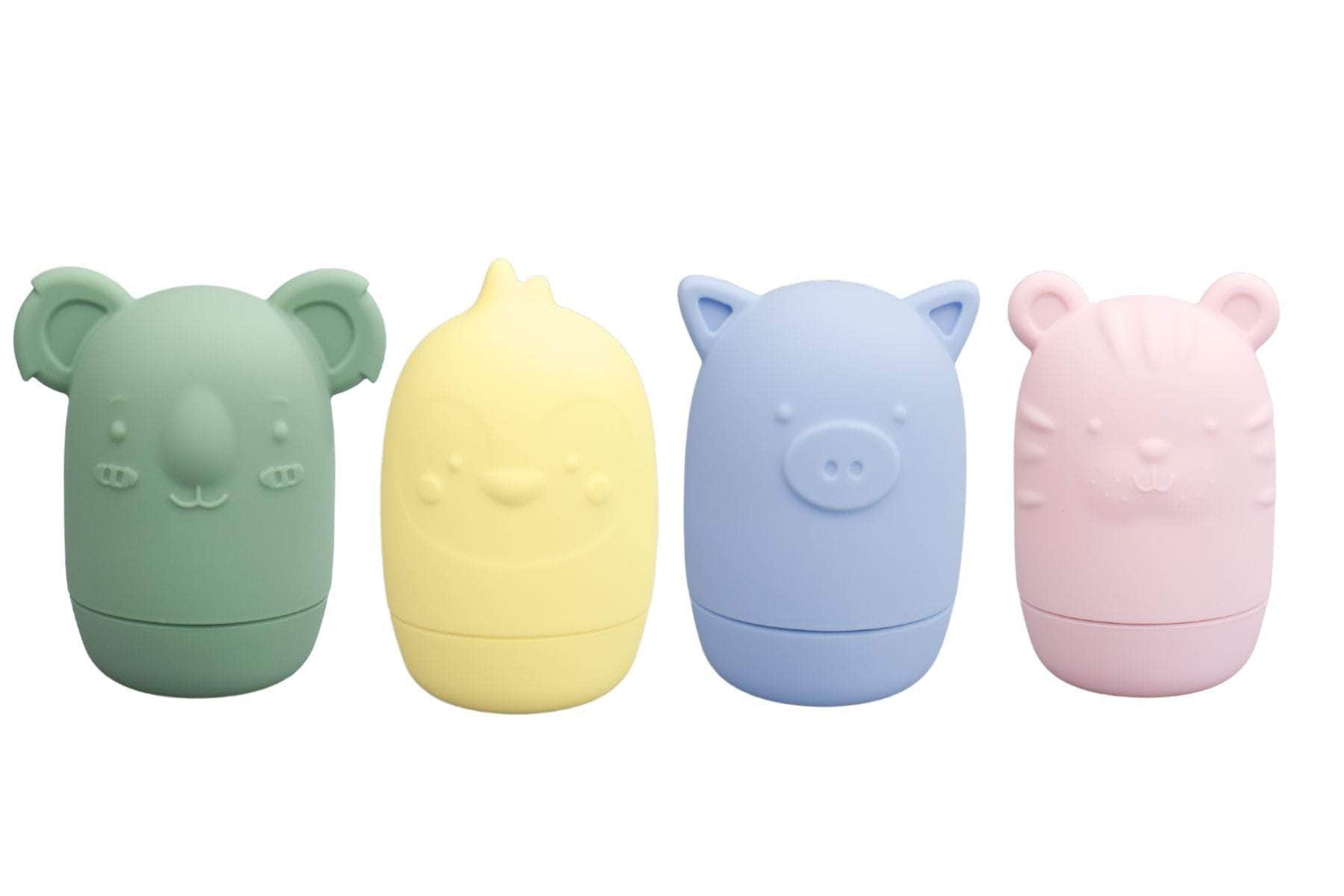 Silicone brave beasts animal pourers 4 pcs set- pastel