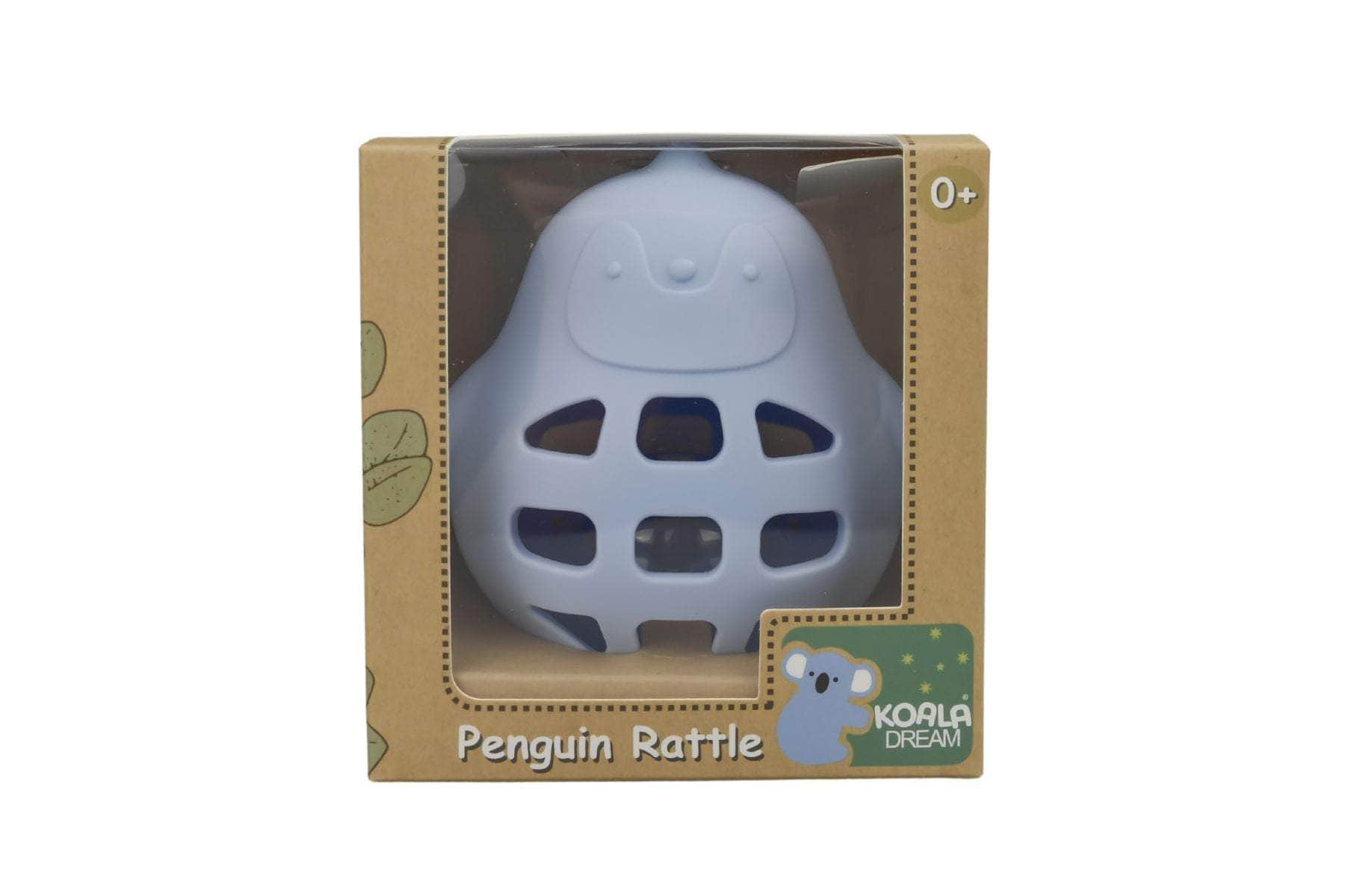Silicone penguin rattle blue