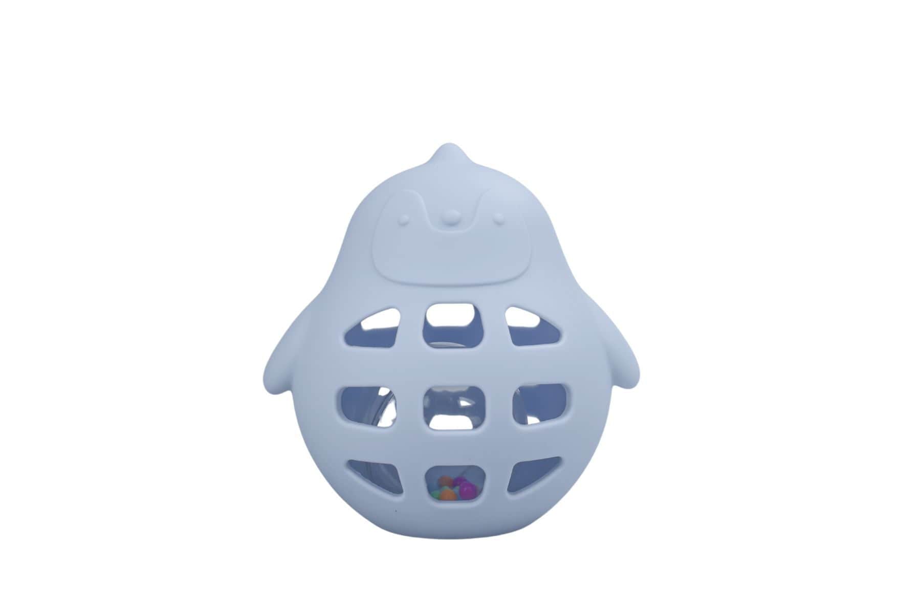 Silicone penguin rattle blue