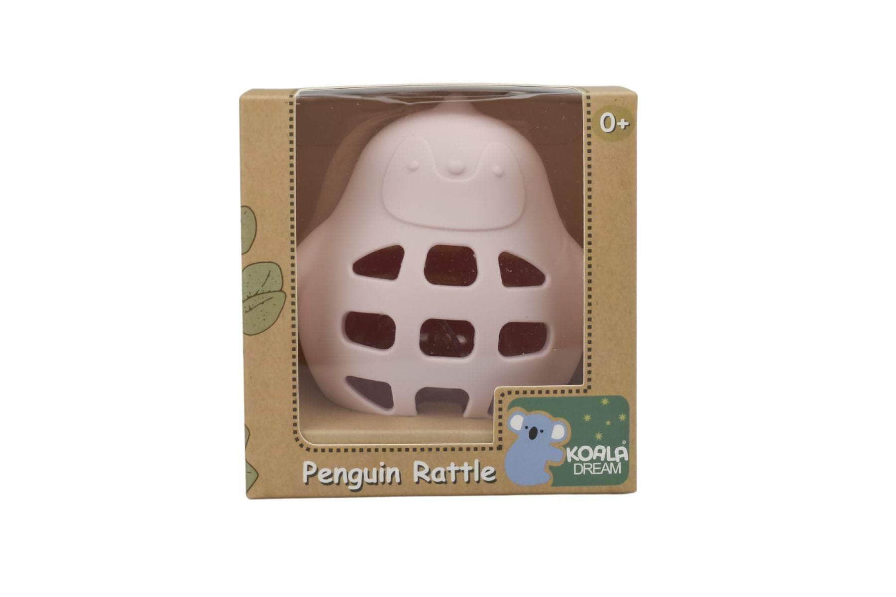 Silicone penguin rattle pink