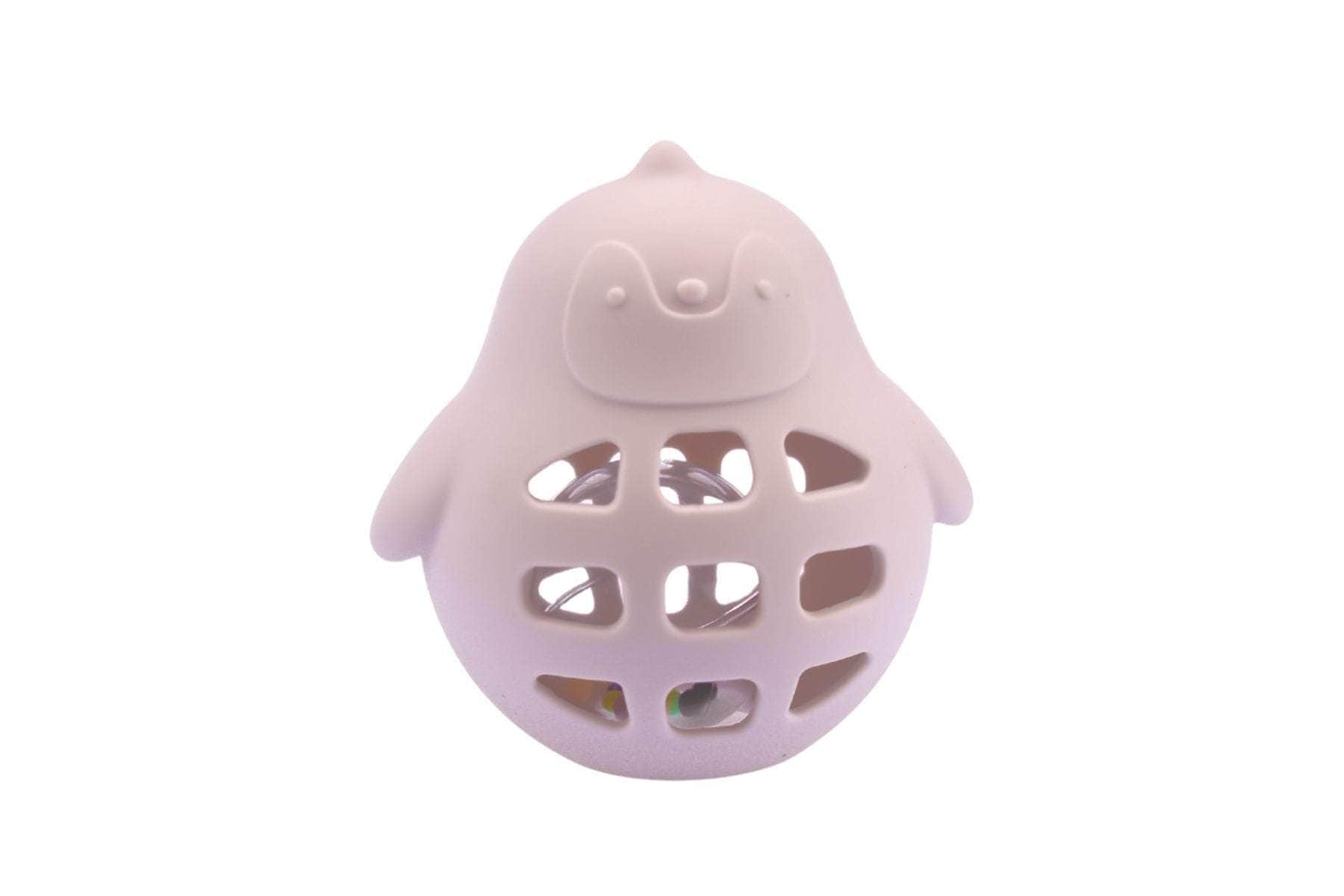 Silicone penguin rattle pink