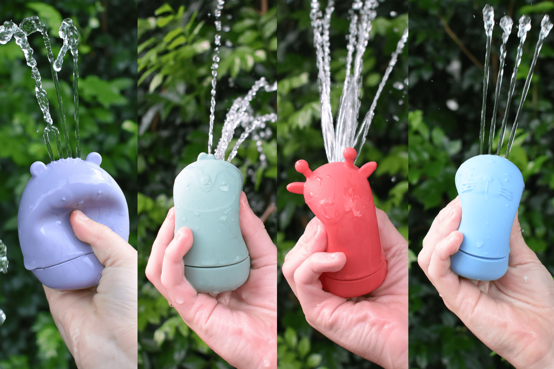 Silicone safari splash animal pourers 4 pcs set- brights