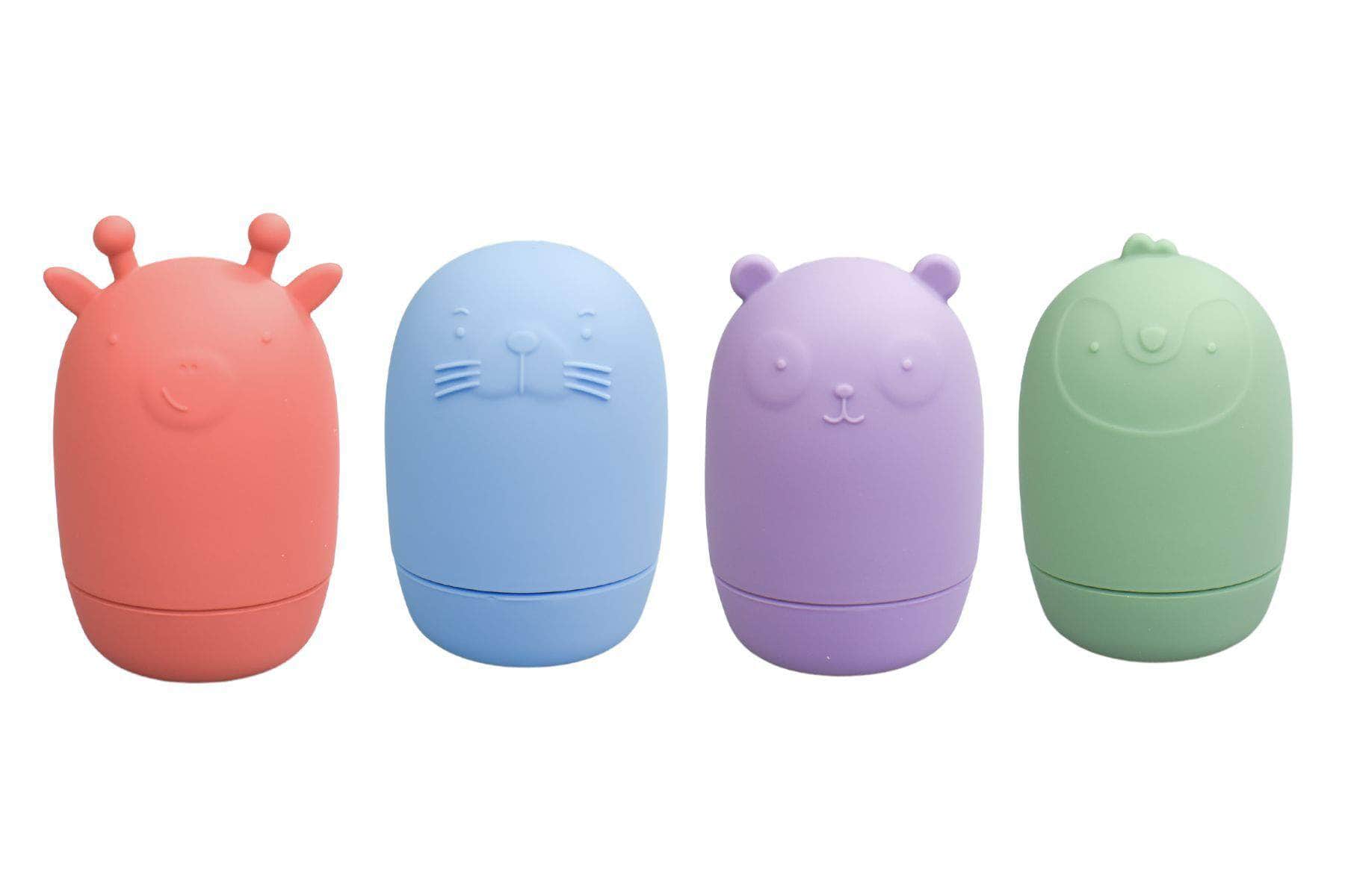 Silicone safari splash animal pourers 4 pcs set- brights