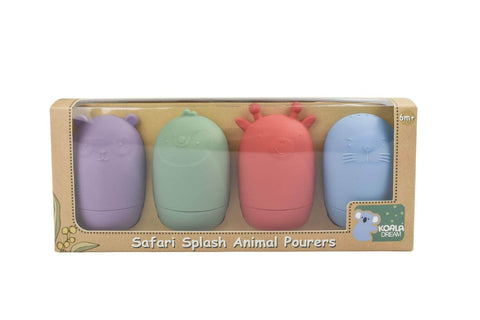 Silicone safari splash animal pourers 4 pcs set- brights