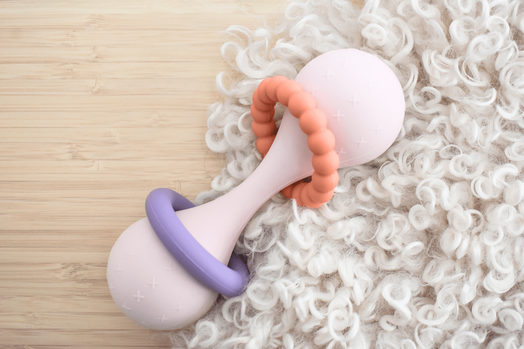 Silicone sensory maraca ratttle pink