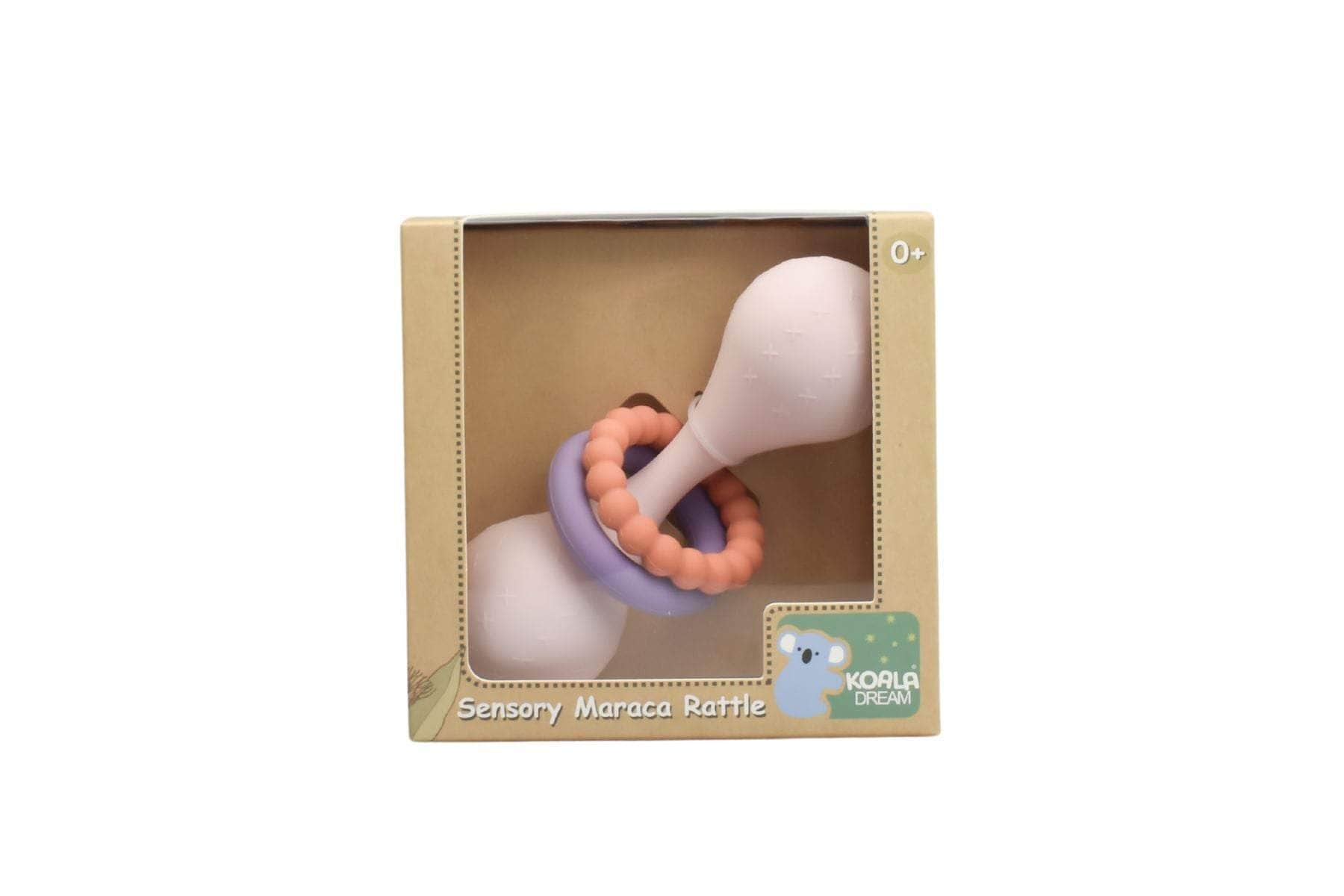 Silicone sensory maraca ratttle pink