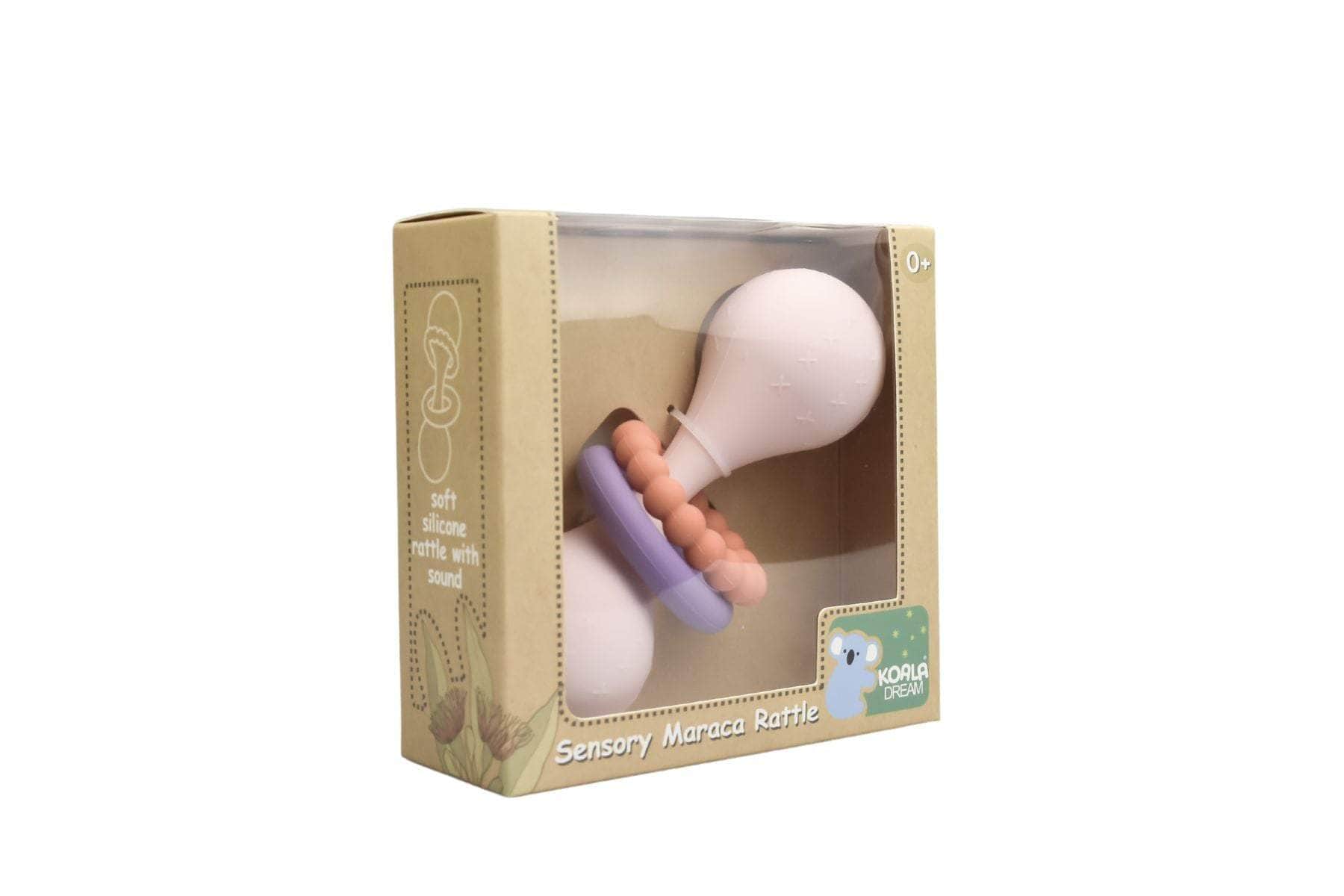 Silicone sensory maraca ratttle pink