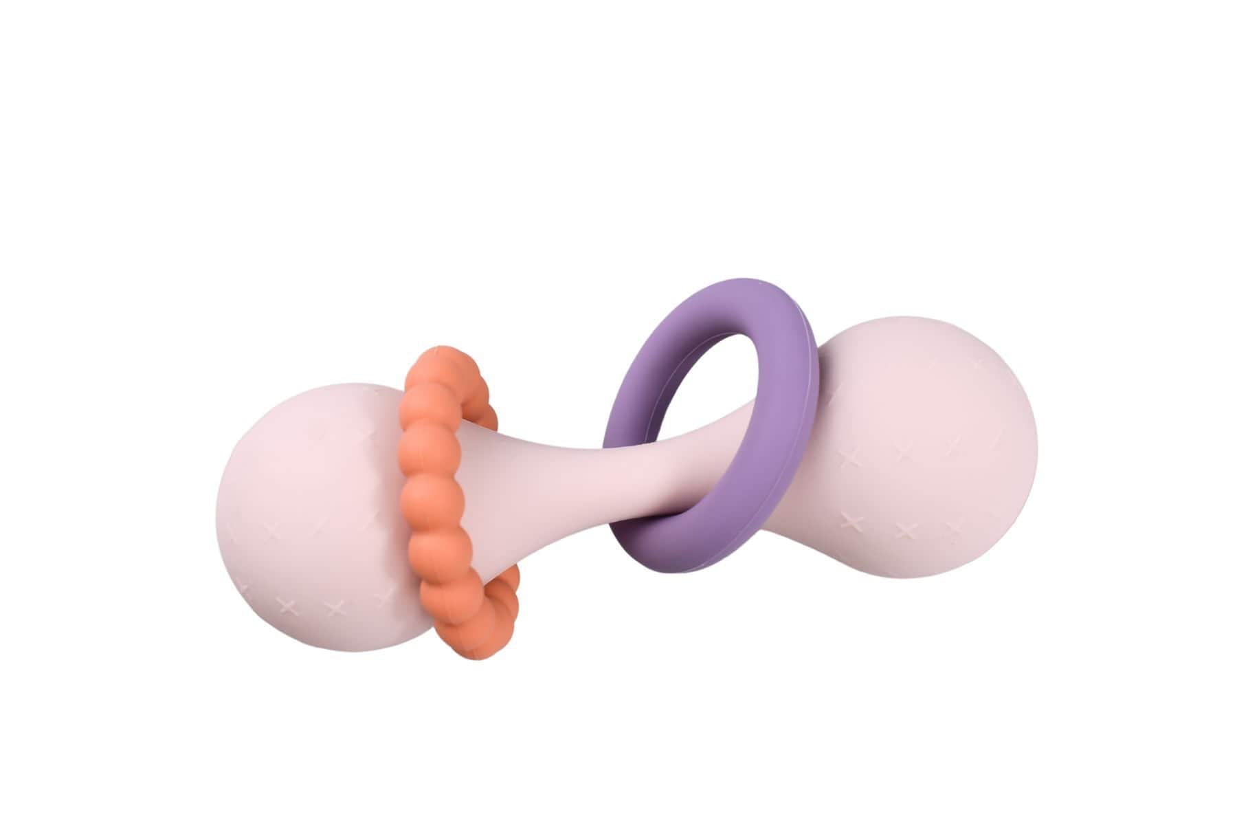Silicone sensory maraca ratttle pink