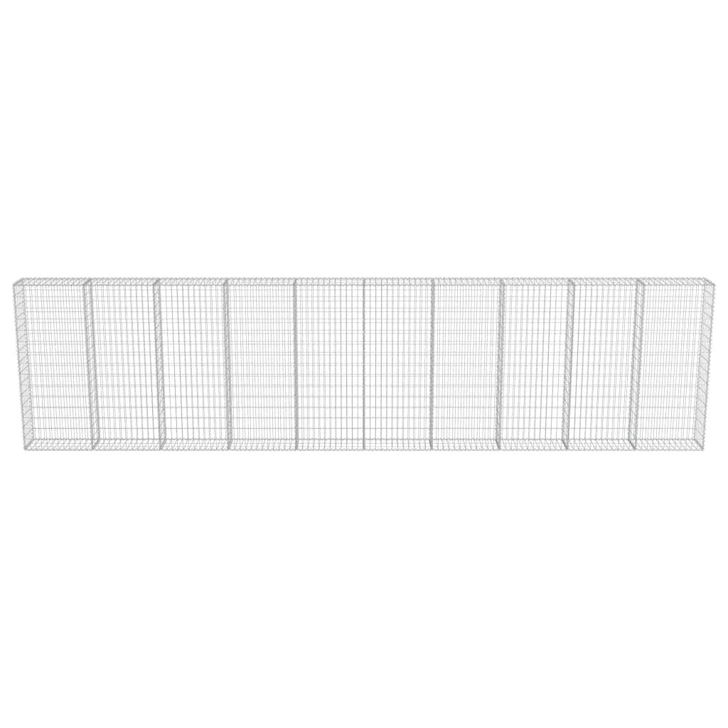 Silver Gabion Wall with Covers Galvanised Steel