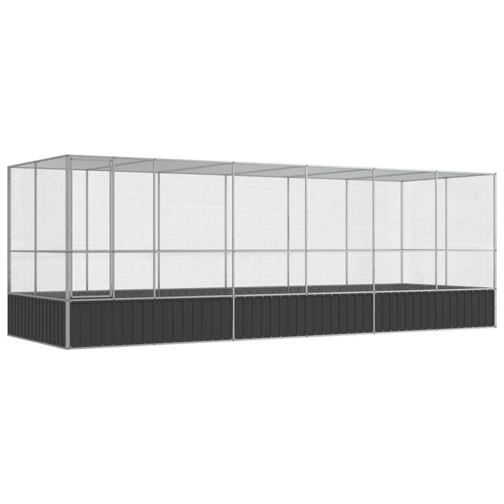 Silver - Steel Aviary with Extension
