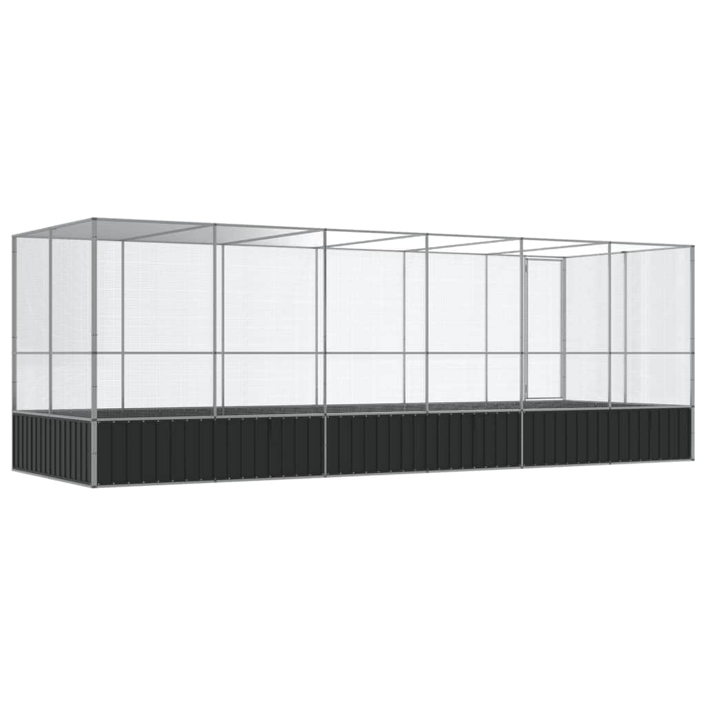 Silver - Steel Aviary with Extension