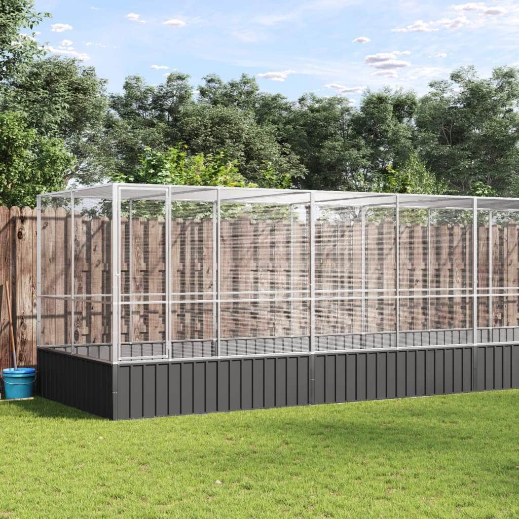 Silver - Steel Aviary with Extension
